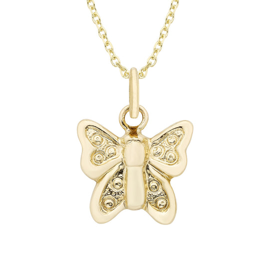 14k Gold Butterfly Charm Necklace 18"