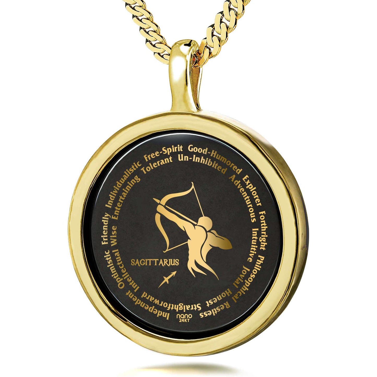 Sagittarius Necklaces for Lovers of the Zodiac 24k Gold Inscribed